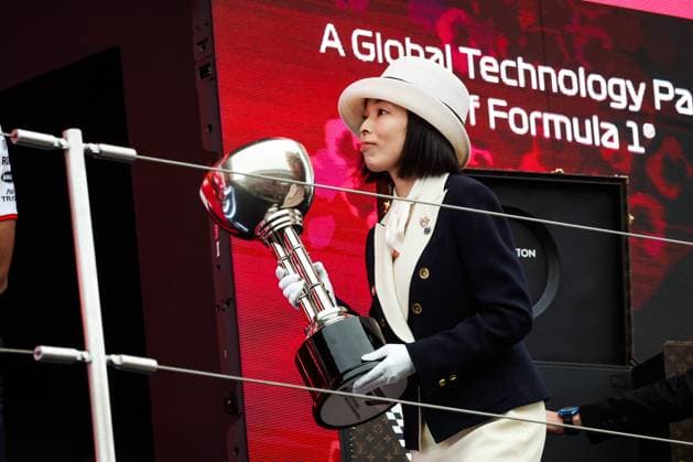 F1 - JAPANESE GRAND PRIX 2025 Princess Akiko of Mikasa is a member of the Imperial House of Japan on the podium during the Formula 1 Lenovo Japanese Grand Prix 2025, 3rd round of the 2025 FIA Formula One World Championship, WM, Weltmeisterschaft from April 4 to 6, 2025 on the Suzuka Circuit, in Suzuka, Japan - SuzukaJapan  Copyright: xFLORENTxGOODENx