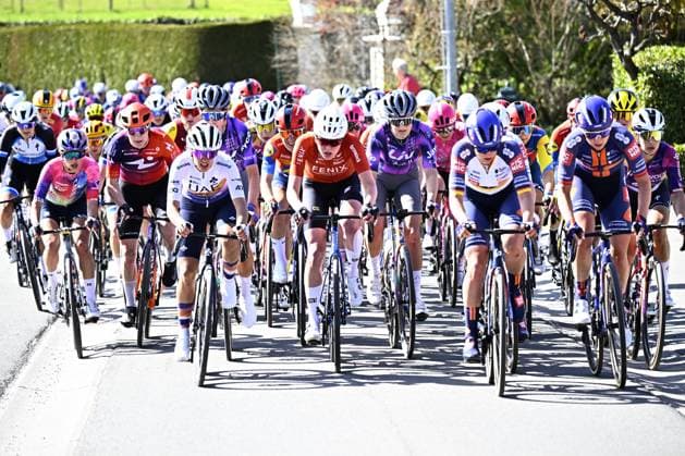 Belgian Julie De Wilde of Fenix-Deceuninck (C) pictured in action during the women s race of the Ronde van Vlaanderen Tour des Flandres Tour of Flanders one day cycling race, 168,8k with start and finish in Oudenaarde, Sunday 06 April 2025. JASPERxJACOBS  x119628367x