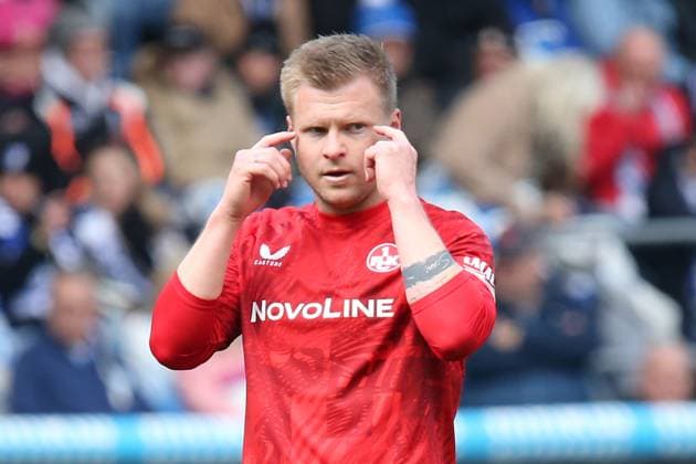 06.04.2025, xmohx, Fussball 2.Bundesliga, 1.FC Magdeburg - 1.FC Kaiserslautern v.l. Jean Zimmer (1. FC Kaiserslautern) Enttäuscht, traurig, frustriert (DFL DFB REGULATIONS PROHIBIT ANY USE OF PHOTOGRAPHS as IMAGE SEQUENCES and or QUASI-VIDEO) Magdeburg