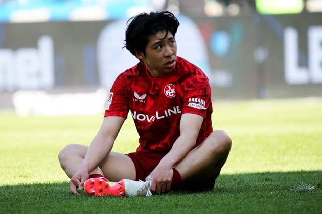 06.04.2025, xmohx, Fussball 2.Bundesliga, 1.FC Magdeburg - 1.FC Kaiserslautern v.l. Daisuke Yokota (1. FC Kaiserslautern) Enttäuscht, traurig, frustriert (DFL DFB REGULATIONS PROHIBIT ANY USE OF PHOTOGRAPHS as IMAGE SEQUENCES and or QUASI-VIDEO) Magdeburg