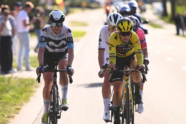Ronde van Vlaanderen 2025 - Women Elite OUDENAARDE, BELGIUM - APRIL 06 : Kopecky Lotte (BEL) of Team SD Worx - Protime, Niewiadoma Katarzyna (POL) of Canyon SRAM Racing zondacrypto, Lippert Liane (GER) of Movistar Team, Ferrand-Prevot Pauline (FRA) FRA of Team Visma Lease a Bike pictured during the 22th edition of the Ronde van Vlaanderen for Women Elite, an UCI Women s World Tour cycling race organized by Flanders Classics with start and finish in Oudenaarde after 168,8 km on April 6, 2025 in Oudenaarde, Belgium, 06 04 2025 Oudenaarde Belgium  Copyright: xGregoryxVanxGansenx