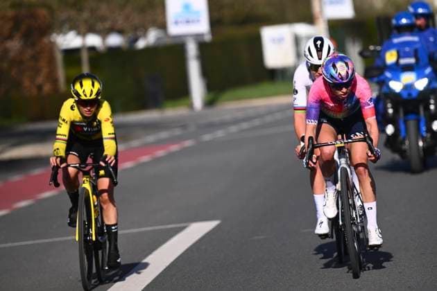 Ronde van Vlaanderen 2025 - Women Elite OUDENAARDE, BELGIUM - APRIL 06 : Kopecky Lotte (BEL) of Team SD Worx - Protime, Niewiadoma Katarzyna (POL) of Canyon SRAM Racing zondacrypto, Lippert Liane (GER) of Movistar Team, Ferrand-Prevot Pauline (FRA) FRA of Team Visma Lease a Bike pictured during the 22th edition of the Ronde van Vlaanderen for Women Elite, an UCI Women s World Tour cycling race organized by Flanders Classics with start and finish in Oudenaarde after 168,8 km on April 6, 2025 in Oudenaarde, Belgium, 06 04 2025 Oudenaarde Belgium  Copyright: xGregoryxVanxGansenx
