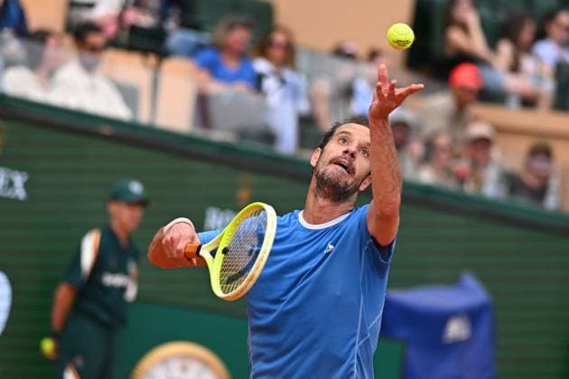 Monaco Rolex Masters - Practice And Media Day Richard Gasquet (FRA) during his first round match at the Monaco Rolex Masters in Monte Carlo, on April, 6, 2025. Photo by Corinne Dubreuil ABACAPRESS.COM Monte-Carlo Monaco  Copyright: xDubreuilxCorinne ABACAx