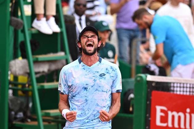 Monaco Rolex Masters - Practice And Media Day Valentin Vacherot (MON) during his first round match at the Monaco Rolex Masters in Monte Carlo, on April, 6, 2025. Photo by Corinne Dubreuil ABACAPRESS.COM Monte-Carlo Monaco  Copyright: xDubreuilxCorinne ABACAx