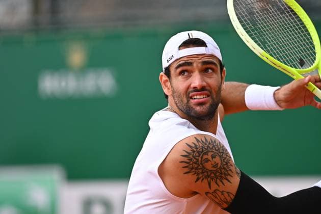 Monaco Rolex Masters - Practice And Media Day Matteo Berrettini (ITA) during practice at the Monaco Rolex Masters in Monte Carlo, on April, 6, 2025. Photo by Corinne Dubreuil ABACAPRESS.COM Monte-Carlo Monaco  Copyright: xDubreuilxCorinne ABACAx