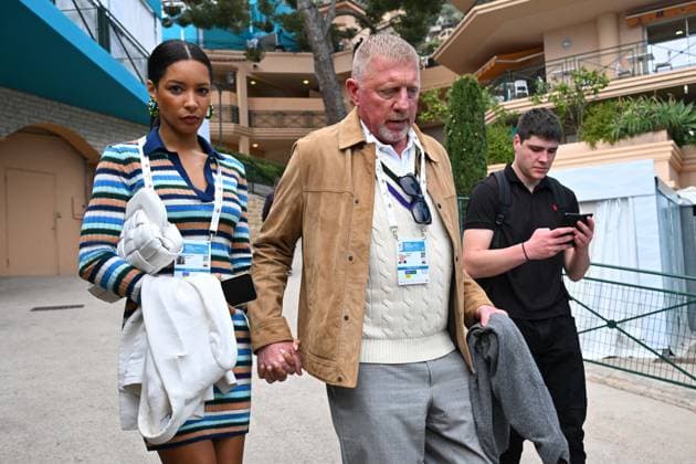 Sport Bilder des Tages Monaco Rolex Masters - Practice And Media Day Boris Becker (GER) with his wife Lilian de Carvalho Monteiro walking together at the Monaco Rolex Masters in Monte Carlo, on April, 6, 2025. Photo by Corinne Dubreuil ABACAPRESS.COM Monte-Carlo Monaco  Copyright: xDubreuilxCorinne ABACAx