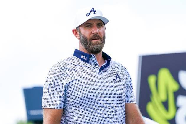 April 6, 2025, Doral, Florida, USA: Dustin Johnson, captin of 4Aces GC, walks off the 5th tee during the final round of LIV Golf Miami at Trump National Doral. Doral USA - ZUMAw109 20250406_fap_w109_010 Copyright: xDebbyxWongx