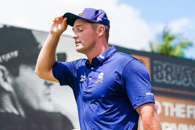 April 6, 2025, Doral, Florida, USA: Bryson DeChambeau, captain of Crushers GC, approaches the 5th tee during the final round of LIV Golf Miami at Trump National Doral. Doral USA - ZUMAw109 20250406_fap_w109_006 Copyright: xDebbyxWongx