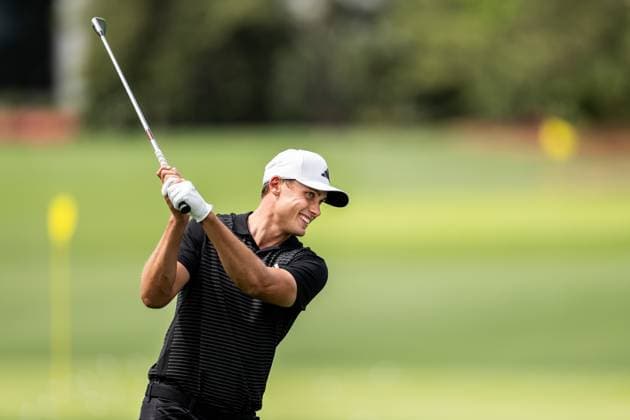 250406 Ludvig Aberg of Sweden during a practice at the range prior to the 2025 Masters Golf Tournament on April 6, 2025 in Augusta. Photo: Petter Arvidson BILDBYRAN kod PA PA1003 golf masters bbeng the masters augusta sverige Copyright: PETTERxARVIDSON BB250406PA006