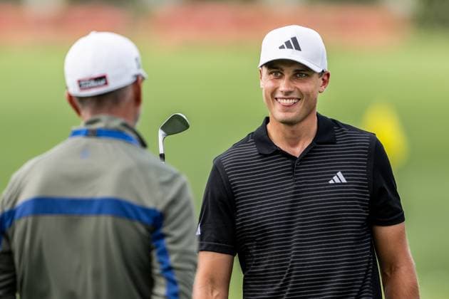 250406 Ludvig Aberg of Sweden during a practice at the range prior to the 2025 Masters Golf Tournament on April 6, 2025 in Augusta. Photo: Petter Arvidson BILDBYRAN kod PA PA1003 golf masters bbeng the masters augusta sverige Copyright: PETTERxARVIDSON BB250406PA009