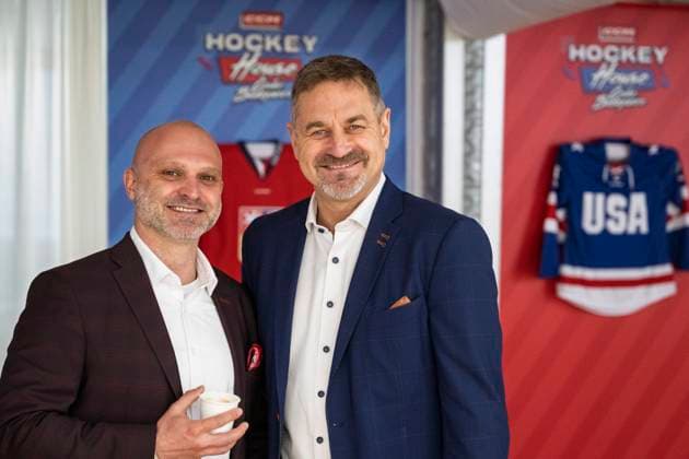 Sport Themen der Woche KW15 Sport Bilder des Tages IIHF Ice hockey, Eishockey Women s World Championship, WM, Weltmeisterschaft 2025 Secretary General Jiri Sindler (left) and President of the IIHF Ice Hockey Women s World Championship 2025 Petr Briza at the press conference, PK, Pressekonferenz before the opening of the IIHF Ice Hockey Women s World Championship in Ceske Budejovice, South Bohemian Region, April 7, 2025. (CTKxPhoto VaclavxPancer) CTKPhotoP2025040703815  CTKPhotoP2025040703815