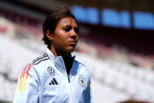 Germany v Norway - Women s Under23 Tournament Final Gia Corley of Germany and San Diego Wave FC during the Women s Under23 Tournament Final between Germany Women s U23 and Norway Women s U23 at Estadio Enrique Roca on April 7, 2025 in Murcia, Spain. Murcia Spain  Copyright: xJosexBretonx originalFilename:bretonhernandez-germanyv250407_npCwj.jpg