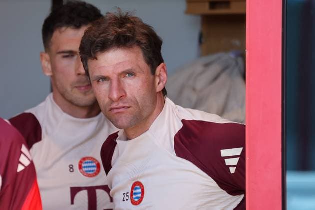 Thomas Mueller (FC Bayern Muenchen, 25), GER, Abschlusstraining, FC Bayern Muenchen, Fussball, UEFA Champions League, Viertelfinale Hinspiel, Saison 2024 2025, 07.04.2025, GER, Abschlusstraining, FC Bayern Muenchen, Fussball, UEFA Champions League, Viertelfinale Hinspiel, Saison 2024 2025, 07.04.2025 Muenchen Copyright: xEibner-Pressefoto JennixMaulx EP_JML