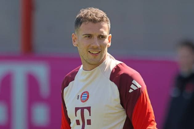 8 Leon Goretzka, Portraet, Portrait, Fussball Abschlusstraining - FC Bayern München vs. Inter Mailand, vor Hinspiel im Viertelfinale der diesjährigen UEFA Champions League-Saison 07.04.2025 Trainingsgelände, Säbenerstr. FOTO: Mladen Lackovic LakoPress