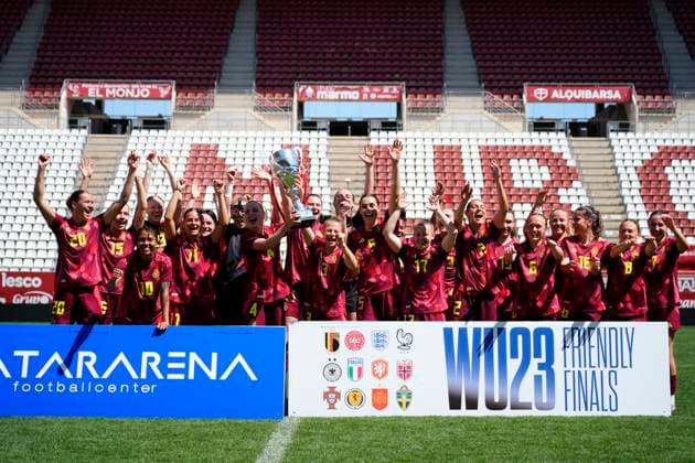 Germany v Norway - Women s Under23 Tournament Final The german players celebrates victory after the Women s Under23 Tournament Final between Germany Women s U23 and Norway Women s U23 at Estadio Enrique Roca on April 7, 2025 in Murcia, Spain. Murcia Spain  Copyright: xJosexBretonx originalFilename:bretonhernandez-germanyv250407_nprVI.jpg