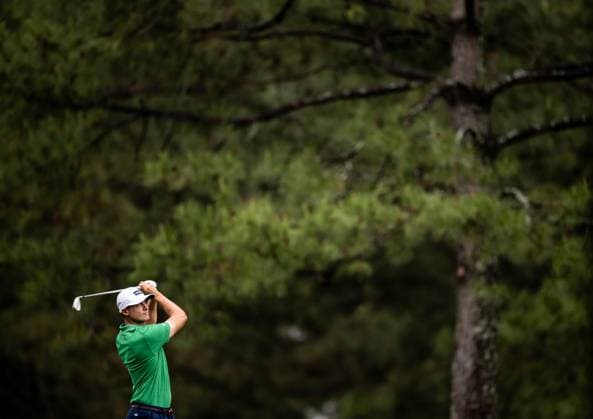 250407 Ludvig Aberg of Sweden during a practice round prior to the 2025 Masters Golf Tournament on April 7, 2025 in Augusta. Photo: Petter Arvidson BILDBYRAN kod PA PA1004 golf masters bbeng the masters augusta sverige Copyright: PETTERxARVIDSON BB250407PA039