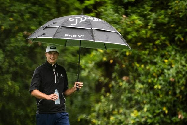 250407 Ludvig Aberg of Sweden during a practice round prior to the 2025 Masters Golf Tournament on April 7, 2025 in Augusta. Photo: Petter Arvidson BILDBYRAN kod PA PA1004 golf masters bbeng the masters augusta sverige Copyright: PETTERxARVIDSON BB250407PA049