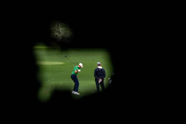 250407 Ludvig Aberg of Sweden during a practice at the range prior to the 2025 Masters Golf Tournament on April 7, 2025 in Augusta. Photo: Petter Arvidson BILDBYRAN kod PA PA1004 golf masters bbeng the masters augusta sverige Copyright: PETTERxARVIDSON BB250407PA081