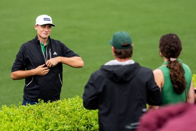 250407 Ludvig Aberg of Sweden during a practice at the range prior to the 2025 Masters Golf Tournament on April 7, 2025 in Augusta. Photo: Petter Arvidson BILDBYRAN kod PA PA1004 golf masters bbeng the masters augusta sverige Copyright: PETTERxARVIDSON BB250407PA084