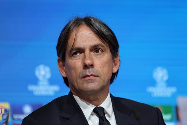 Simone Inzaghi (Inter Mailand, Chef-Trainer) bei der Pressekonferenz, GER, Internationale Pressekonferenz, Inter Mailand, Fussball, UEFA Champions League, Viertelfinale Hinspiel, Saison 2024 2025, 07.04.2025, GER, Internationale Pressekonferenz, Inter Mailand, Fussball, UEFA Champions League, Viertelfinale Hinspiel, Saison 2024 2025, 07.04.2025 Muenchen Copyright: xEibner-Pressefoto JennixMaulx EP_JML