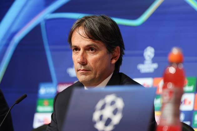Simone Inzaghi (Inter Mailand, Chef-Trainer) bei der Pressekonferenz, GER, Internationale Pressekonferenz, Inter Mailand, Fussball, UEFA Champions League, Viertelfinale Hinspiel, Saison 2024 2025, 07.04.2025, GER, Internationale Pressekonferenz, Inter Mailand, Fussball, UEFA Champions League, Viertelfinale Hinspiel, Saison 2024 2025, 07.04.2025 Muenchen Copyright: xEibner-Pressefoto JennixMaulx EP_JML