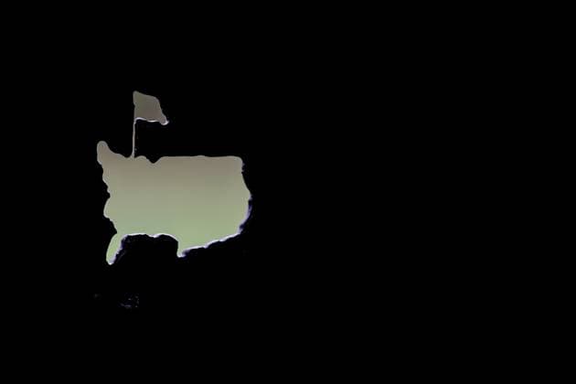250407 The Masters logo is seen during a practice prior to the 2025 Masters Golf Tournament on April 7, 2025 in Augusta. Photo: Petter Arvidson BILDBYRAN kod PA PA1004 golf masters bbeng the masters augusta genre logga logotyp Copyright: PETTERxARVIDSON BB250407PA104