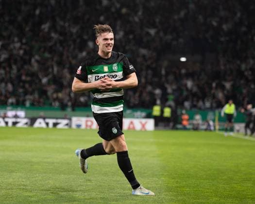 Viktor Gyökeres scores Sporting™s first goal during the Liga Portugal match between Sporting and Braga at Estadio JosÃ Alvalade, in Lisbon, Portugal. (Diogo Sautchuk) Copyright: xDiogoxSautchukx