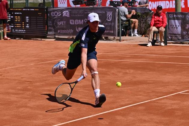 April 7, 2025, Madrid, Madrid, Spain: RYAN NIJBOER (NED) playing the tennis match of the ATP, Tennis Herren Challenger 100 Open Comunidad de Madrid, at the Club de Campo Villa de Madrid on April 7, 2025. Madrid Spain - ZUMAc312 20250407_zsp_c312_194 Copyright: xOscarxManuelxSanchezx