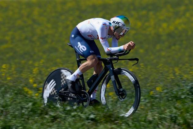 64th Itzulia Basque Country 2025 - Stage 1 Joris Delbove of TotalEnergies competes during the 64th Itzulia Basque Country 2025, Stage 1 a 16,5km individual time trial stage from Vitoria-Gasteiz Ð Baskonia-Alaves UCIWT at Vitoria on April 7, 2025, in Vitoria, Spain. Vitoria Vitoria Basque Country Spain 0103RL_ITZ2K25__L1_2549 Copyright: xRicardoxLarreinax