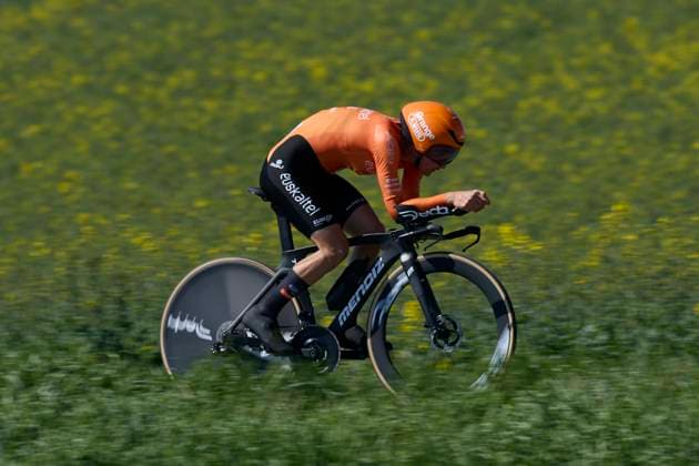 64th Itzulia Basque Country 2025 - Stage 1 Ander Ganzabal of Euskaltel-Euskadi competes during the 64th Itzulia Basque Country 2025, Stage 1 a 16,5km individual time trial stage from Vitoria-Gasteiz Ð Baskonia-Alaves UCIWT at Vitoria on April 7, 2025, in Vitoria, Spain. Vitoria Vitoria Basque Country Spain 0126RL_ITZ2K25__L1_3531 Copyright: xRicardoxLarreinax