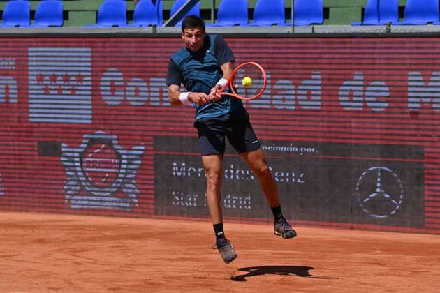 April 7, 2025, Madrid, Madrid, Spain: BERNABE ZAPATA playing the tennis match of the ATP, Tennis Herren Challenger 100 Open Comunidad de Madrid, at the Club de Campo Villa de Madrid on April 7, 2025. Madrid Spain - ZUMAc312 20250407_zsp_c312_188 Copyright: xOscarxManuelxSanchezx