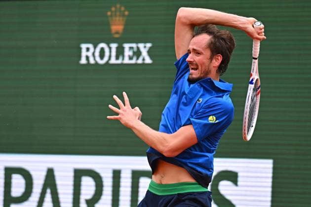 Monaco Tennis Rolex Masters - Monaco Daniil Medvedev (RUS) during his first round match at the Tennis Monaco Rolex Masters in Monte Carlo, on April, 7, 2025. Photo by Corinne Dubreuil ABACAPRESS.COM Monaco Monaco  Copyright: xDubreuilxCorinne ABACAx