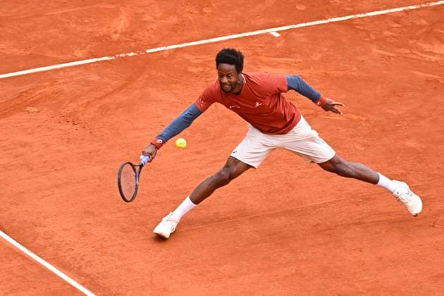 Monaco Tennis Rolex Masters - Monaco Gael Monfils (FRA) during his first round match at the Tennis Monaco Rolex Masters in Monte Carlo, on April, 7, 2025. Photo by Corinne Dubreuil ABACAPRESS.COM Monaco Monaco  Copyright: xDubreuilxCorinne ABACAx