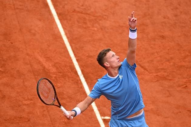 Monaco Tennis Rolex Masters - Monaco Jiri Lehecka (CZE) during his first round match at the Tennis Monaco Rolex Masters in Monte Carlo, on April, 7, 2025. Photo by Corinne Dubreuil ABACAPRESS.COM Monaco Monaco  Copyright: xDubreuilxCorinne ABACAx