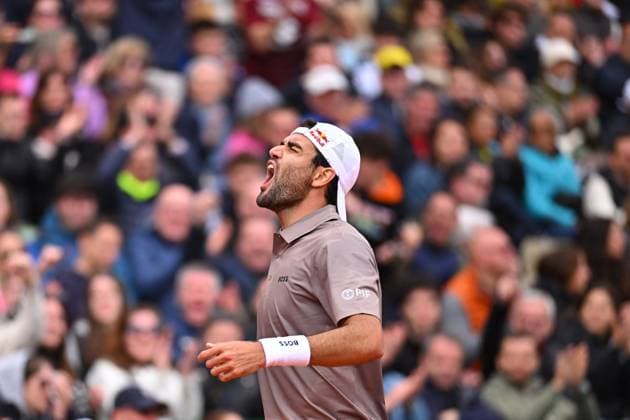 Monaco Tennis Rolex Masters - Monaco Matteo Berrettini (ITA) during his first round match at the Tennis Monaco Rolex Masters in Monte Carlo, on April, 7, 2025. Photo by Corinne Dubreuil ABACAPRESS.COM Monaco Monaco  Copyright: xDubreuilxCorinne ABACAx
