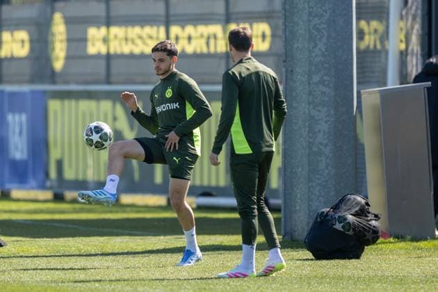 08.04.2025, Abschlusstraining zum UEFA Champions League Spiel zwischen FC Barcelona, Barca und Borussia Dortmund, Kjell-Arik Wätjen (Borussia Dortmund), Dortmund Trainingsgelände Borussia Dortmund NRW Deutschland xRHR-FOTO DEx Copyright: DennisxEwert RHR-FOTOx RHR-FOTO DE