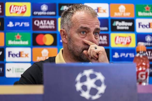 April 8, 2025, Sant Joan Despi, Barcelona, SPAIN: Hansi Flick, head coach of FC Barcelona, Barca attends his press conference, PK, Pressekonferenz during the training day of FC Barcelona ahead the UEFA Champions League, football match against Borussia Dortmund at Ciudad Esportiva Joan Gamper on April 08, 2025 in Sant Joan Despi, Barcelona, Spain. Sant Joan Despi SPAIN - ZUMAa181 20250408_zaa_a181_051 Copyright: xJavierxBorregox