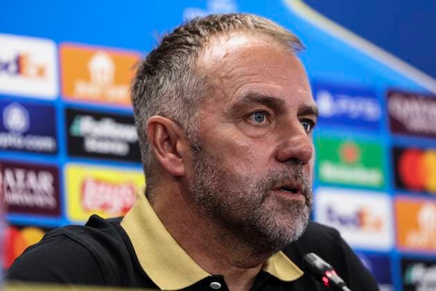 April 8, 2025, Sant Joan Despi, Barcelona, SPAIN: Hansi Flick, head coach of FC Barcelona, Barca attends his press conference, PK, Pressekonferenz during the training day of FC Barcelona ahead the UEFA Champions League, football match against Borussia Dortmund at Ciudad Esportiva Joan Gamper on April 08, 2025 in Sant Joan Despi, Barcelona, Spain. Sant Joan Despi SPAIN - ZUMAa181 20250408_zaa_a181_056 Copyright: xJavierxBorregox