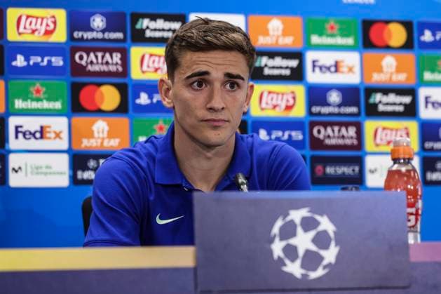April 8, 2025, Sant Joan Despi, Barcelona, SPAIN: Pablo Martin Gavira Gavi of FC Barcelona, Barca attends his press conference, PK, Pressekonferenz during the training day of FC Barcelona ahead the UEFA Champions League, football match against Borussia Dortmund at Ciudad Esportiva Joan Gamper on April 08, 2025 in Sant Joan Despi, Barcelona, Spain. Sant Joan Despi SPAIN - ZUMAa181 20250408_zaa_a181_059 Copyright: xJavierxBorregox