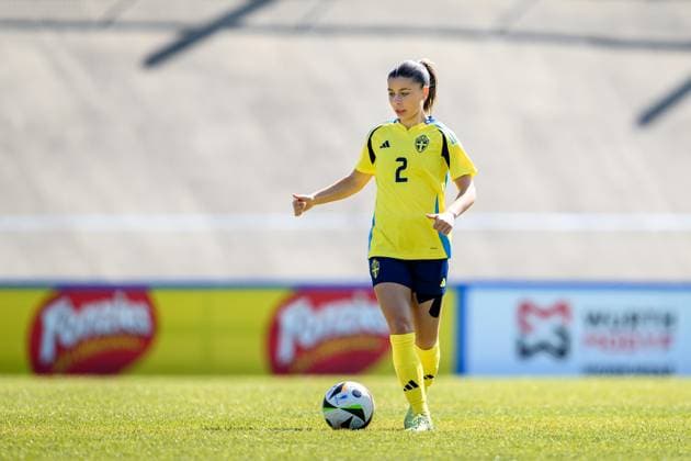 250408 Mikaela Stojanovska of Sweden during the UEFA Women s Under-19 EURO Qualifier, EM, Europameisterschaft football match between Italy and Sweden on April 8, 2025 in Forli. Photo: Cristiano Mazzi BILDBYRAN kod XY XY0057 fotboll football soccer fotball f19 landslag em-kval euro qualifier italy sverige sweden dam bbeng Copyright: CRISTIANOxMAZZI BB250408BB388