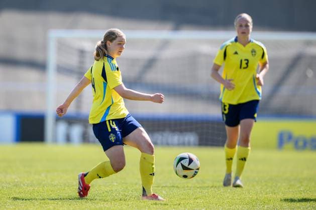 250408 Hannah Sjödahl of Sweden during the UEFA Women s Under-19 EURO Qualifier, EM, Europameisterschaft football match between Italy and Sweden on April 8, 2025 in Forli. Photo: Cristiano Mazzi BILDBYRAN kod XY XY0057 fotboll football soccer fotball f19 landslag em-kval euro qualifier italy sverige sweden dam bbeng Copyright: CRISTIANOxMAZZI BB250408BB418
