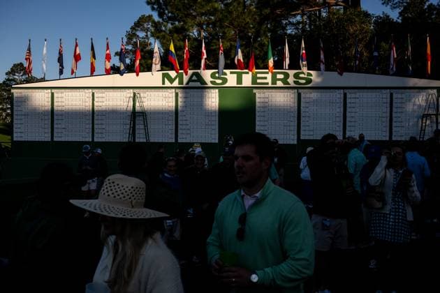 250408 General view of the scoreboard during a practice round prior to the 2025 Masters Golf Tournament on April 8, 2025 in Augusta. Photo: Petter Arvidson BILDBYRAN kod PA PA1005 golf masters bbeng the masters augusta genre Copyright: PETTERxARVIDSON BB250408PA008