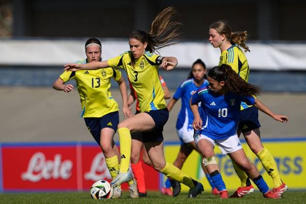 250408 Bella Andersson of Sweden during the UEFA Women s Under-19 EURO Qualifier, EM, Europameisterschaft football match between Italy and Sweden on April 8, 2025 in Forli. Photo: Cristiano Mazzi BILDBYRAN kod XY XY0057 fotboll football soccer fotball f19 landslag em-kval euro qualifier italy sverige sweden dam bbeng Copyright: CRISTIANOxMAZZI BB250408BB564