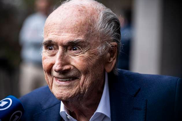 Former FIFA president Sepp Blatter reacts when leaving the courthouse after the verdict of an appeal by Swiss Attorney General s office against former UEFA and FIFA presidents over a suspected fraudulent payment, in Muttenz, Basel, on March 25, 2025. Muttenz Muttenz Court Basel Switzerland *** Former FIFA president Sepp Blatter reacts when leaving the courthouse after the verdict of an appeal by Swiss Attorney General s office against former UEFA and FIFA presidents over a suspected fraudulent payment, in Muttenz, Basel, on March 25, 2025 Muttenz Muttenz Court Basel Switzerland Copyright: x x2025xEurasiaxSportxImagesx jp-en-EuSpIm-ELY_Blatter_Platini_25mar2025_ZU034