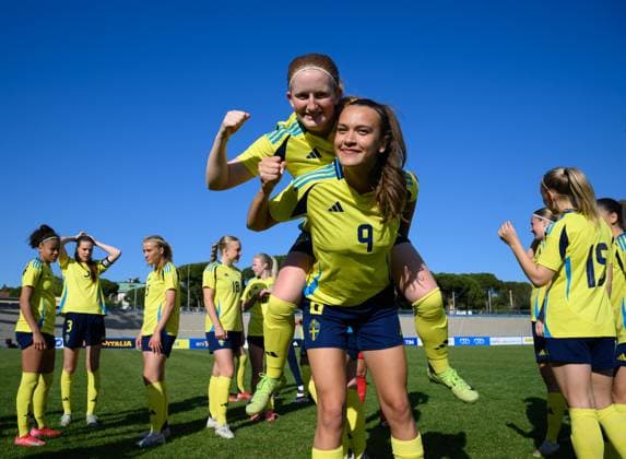 250408 Bianca Hultbäck Nattlands of Sweden celebrates after the UEFA Women s Under-19 EURO Qualifier, EM, Europameisterschaft football match between Italy and Sweden on April 8, 2025 in Forli. Photo: Cristiano Mazzi BILDBYRAN kod XY XY0057 fotboll football soccer fotball f19 landslag em-kval euro qualifier italy sverige sweden dam bbeng jubel Copyright: CRISTIANOxMAZZI BB250408BB626