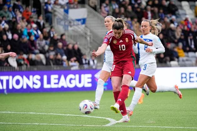 Anna Csiki of Hungary during the UEFA WomenÂ s Nations League match between Finland and Hungary at the Tammela Stadion on 8th April 2025 in Tampere, Finland. (Kalle Parkkinen Newspix24)  Copyright: xKALLExPARKKINENx _KP95791