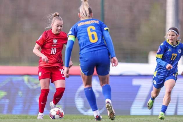 Fußball, Frauen, Nations League, Bosnien-Herzegowina - Polen 08.04.2025 ZENICA, BOSNIA I HERZEGOWINA PILKA NOZNA KOBIET ( WOMEN S FOOTBALL) LIGA NARODOW UEFA KOBIET ( NATION S WOMENS UEFA LEAGUE 2025 ) MECZ BOSNIA I HERZEGOWINA - POLSKA ( BOSNA AND HERZEGOVINA - POLAND ) NZ WERONIKA ZAWISTOWSKA RADSC, BRAMKA, GOL FOTO LUKASZ GROCHALA CYFRASPORT NEWSPIX.PL --- Newspix.pl  20250408CSLG0304