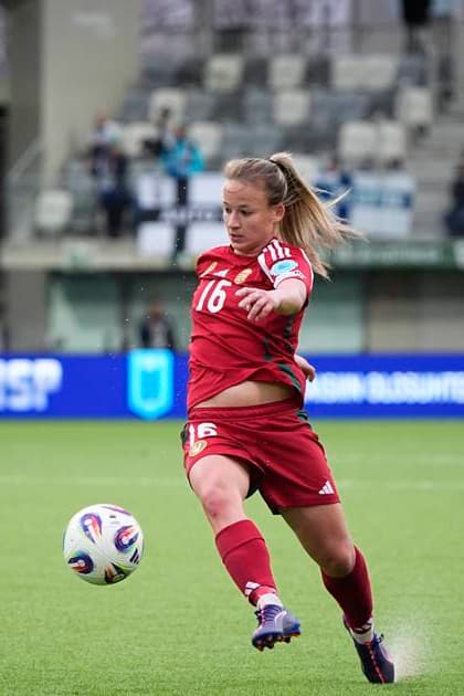 Diana Csanyi of Hungary during the UEFA WomenÂ s Nations League match between Finland and Hungary at the Tammela Stadion on 8th April 2025 in Tampere, Finland. (Kalle Parkkinen Newspix24)  Copyright: xKALLExPARKKINENx _KP95981