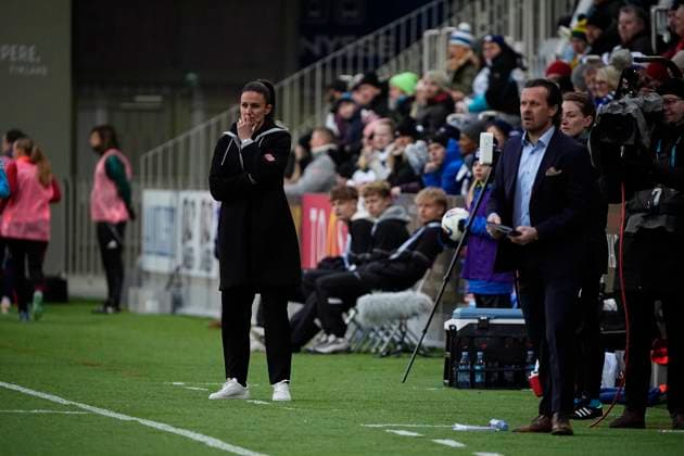 Coach Alexandra Szarvas of Hungary during the UEFA WomenÂ s Nations League match between Finland and Hungary at the Tammela Stadion on 8th April 2025 in Tampere, Finland. (Kalle Parkkinen Newspix24)  Copyright: xKALLExPARKKINENx _KP96081