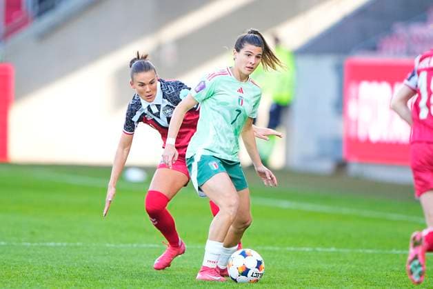 UEFA Women s Nations League: Denmark - Italy Italys Sofia Cantore during the UEFA Women s Nations League match between Denmark and Italy at MCH Arena in Herning on Tuesday, April 8, 2025. (Photo: Bo Amstrup Scanpix 2025) , Herning Denmark Copyright: BoxAmstrupx spdk20250408-180952-L